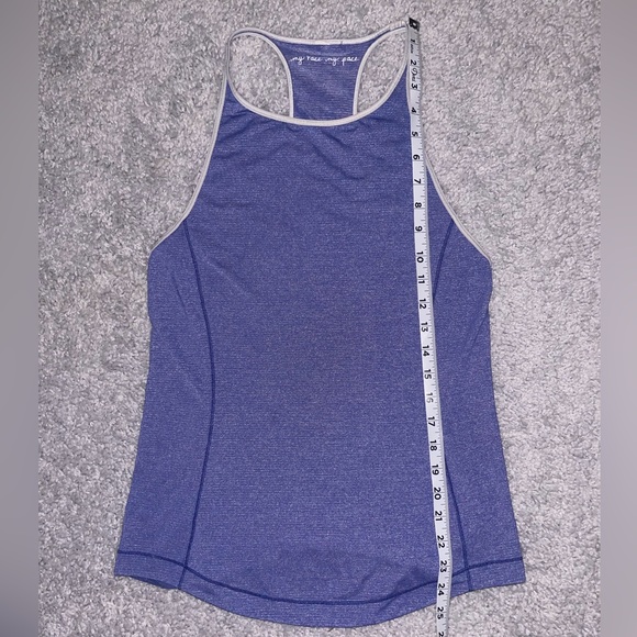 Lululemon Time to Sweat Tank Top Size 6 High Neck Run Heathered Moroccan Blue - Picture 3 of 6